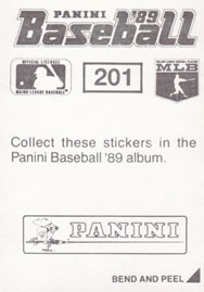 1989 Panini Stickers #201 Randy Ready Back