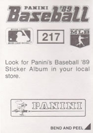 1989 Panini Stickers #217 Jose Uribe Back