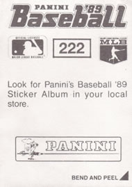 1989 Panini Stickers #222 Tony Gwynn Back