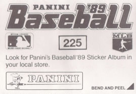 1989 Panini Stickers #225 Orel Hershiser / Danny Jackson Back