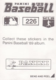 1989 Panini Stickers #226 Nolan Ryan Back