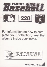1989 Panini Stickers #228 Gary Carter Back