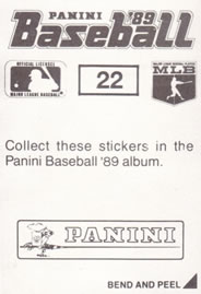 1989 Panini Stickers #22 Jay Howell Back