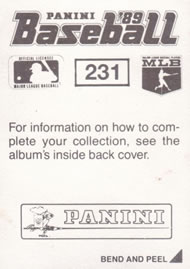 1989 Panini Stickers #231 Darryl Strawberry Back