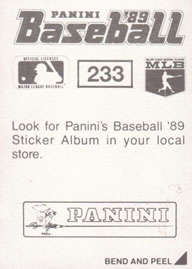 1989 Panini Stickers #233 Ryne Sandberg Back