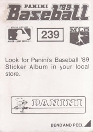 1989 Panini Stickers #239 Rickey Henderson Back