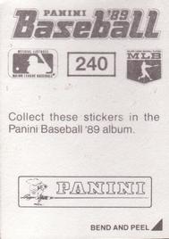 1989 Panini Stickers #240 Dave Winfield Back
