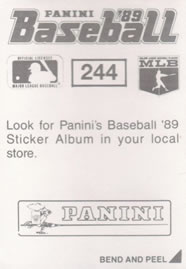1989 Panini Stickers #244 Mark McGwire Back