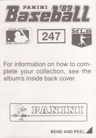 1989 Panini Stickers #247 Kirby Puckett Back