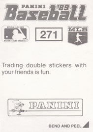 1989 Panini Stickers #271 Bruce Hurst Back