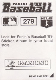 1989 Panini Stickers #279 Dwight Evans Back