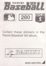 1989 Panini Stickers #280 Mike Greenwell Back