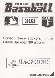 1989 Panini Stickers #303 Bobby Thigpen Back
