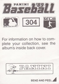 1989 Panini Stickers #304 Carlton Fisk Back