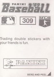 1989 Panini Stickers #309 Ozzie Guillen Back