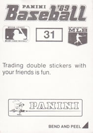 1989 Panini Stickers #31 Jose Alvarez Back