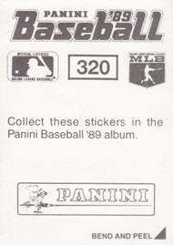 1989 Panini Stickers #320 Greg Swindell Back