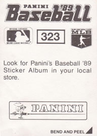1989 Panini Stickers #323 Andy Allanson Back
