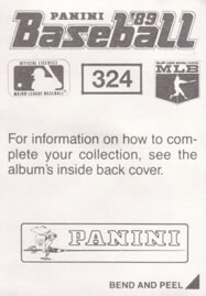 1989 Panini Stickers #324 Willie Upshaw Back