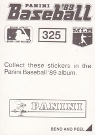1989 Panini Stickers #325 Julio Franco Back