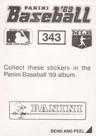 1989 Panini Stickers #343 Alan Trammell Back