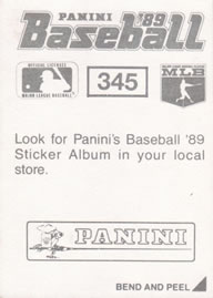 1989 Panini Stickers #345 Gary Pettis Back