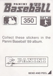 1989 Panini Stickers #350 Mark Gubicza Back