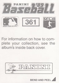 1989 Panini Stickers #361 Willie Wilson Back