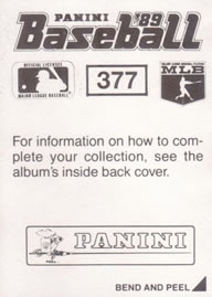 1989 Panini Stickers #377 Robin Yount Back