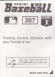 1989 Panini Stickers #387 Kent Hrbek Back