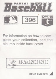 1989 Panini Stickers #396 Al Leiter Back