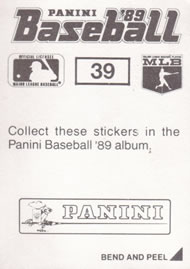 1989 Panini Stickers #39 Bruce Sutter Back