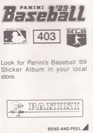 1989 Panini Stickers #403 Don Slaught Back