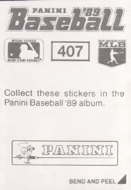 1989 Panini Stickers #407 Rafael Santana Back