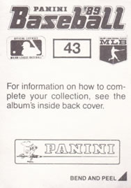 1989 Panini Stickers #43 Andres Thomas Back