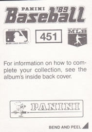 1989 Panini Stickers #451 Geno Petralli Back