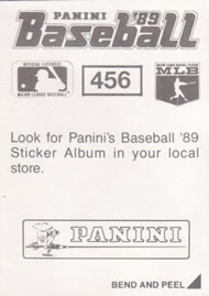 1989 Panini Stickers #456 Oddibe McDowell Back