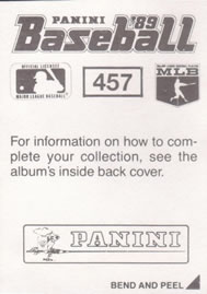 1989 Panini Stickers #457 Ruben Sierra Back