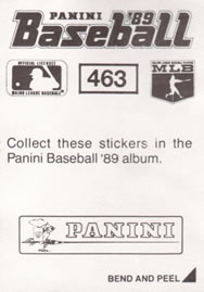 1989 Panini Stickers #463 Dave Stieb Back