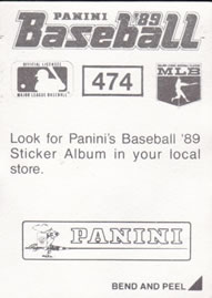 1989 Panini Stickers #474 Orel Hershiser Back