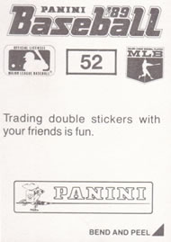 1989 Panini Stickers #52 Damon Berryhill Back