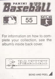 1989 Panini Stickers #55 Mark Grace Back