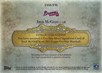 2013 Topps Five Star - Silver Signings Rainbow #FSSS-FM Fred McGriff Back