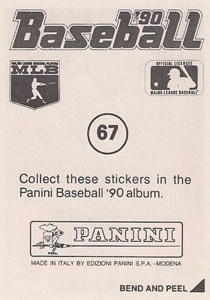 1990 Panini Stickers #67 Dave Bergman Back