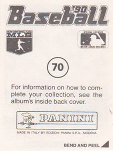 1990 Panini Stickers #70 Alan Trammell Back