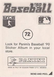 1990 Panini Stickers #72 Frank Tanana Back
