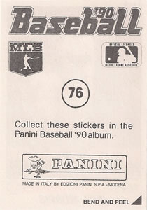 1990 Panini Stickers #76 Jack Morris Back