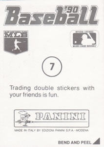 1990 Panini Stickers #7 Cal Ripken, Jr. Back