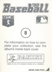 1990 Panini Stickers #8 Mickey Tettleton Back