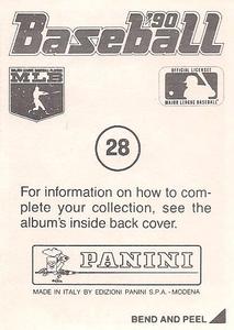 1990 Panini Stickers #28 Bert Blyleven Back